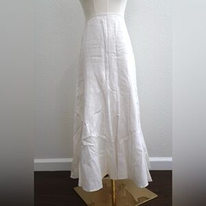 Ann Taylor White 100% Linen Maxi Skirt